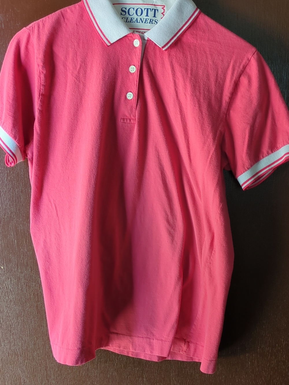 Gant Coral Polo with White Contrast Collar and Sleeve Trim